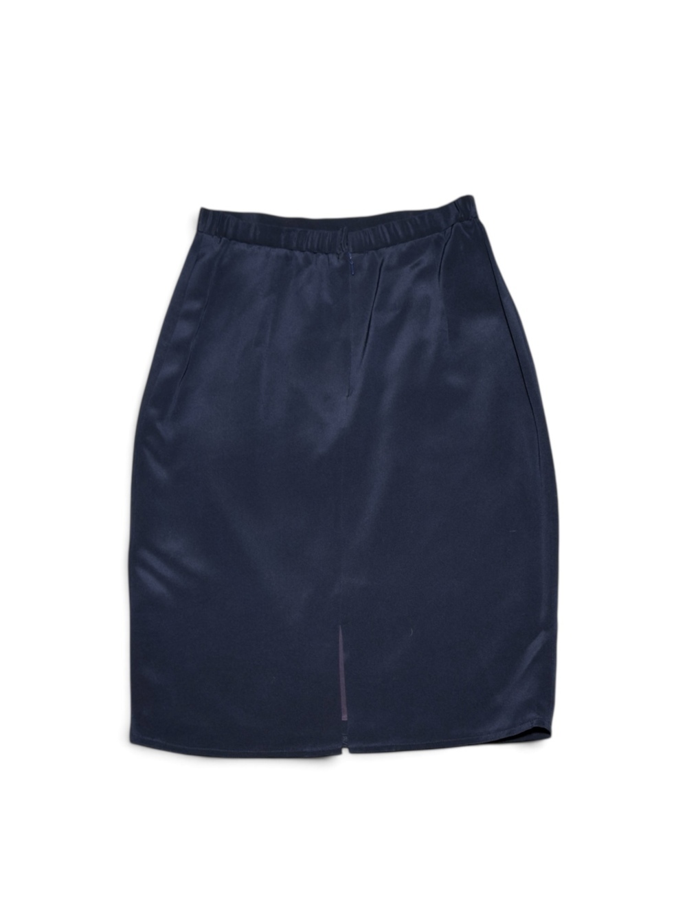 Vintage A.J. Bari Navy Blue Silk Pencil Skirt Size 4